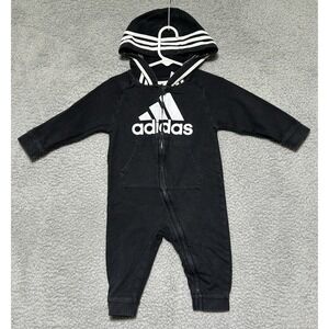 Adidas Baby‎ Boys Zip Up Hooded One Piece Coverall 12 Months Black Hip Hop